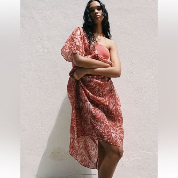 ZARA RAMIE TUNIC DRESS SIZE LARGE - Picture 1 of 7